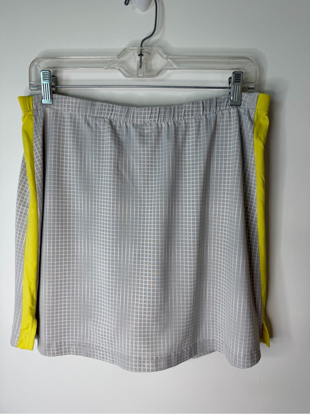 LBH Gray Grid Skirt Yellow Side Panels tennis skirt - built in shorts Medium